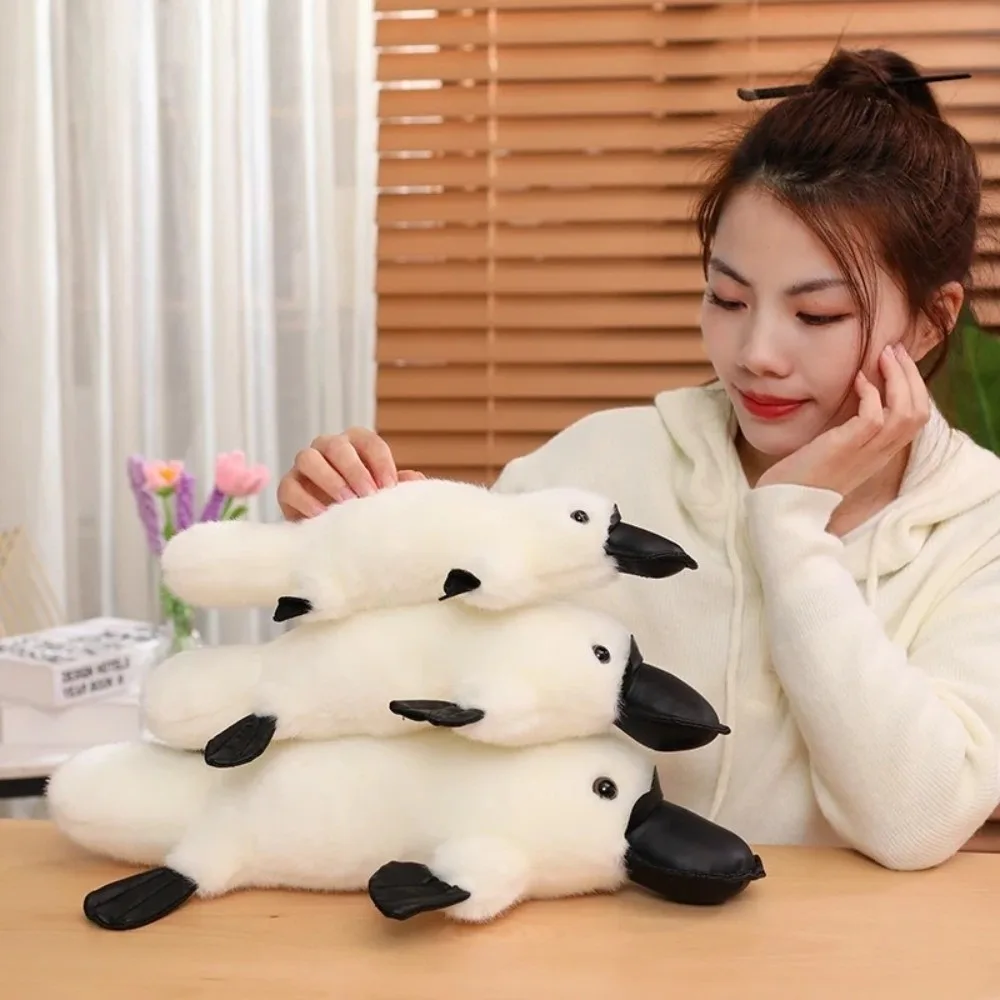 Cute 30/35/45cm Simulation Platypus White/Grey Soft Platypus Skin-friendly Emulational Platypus Duck
