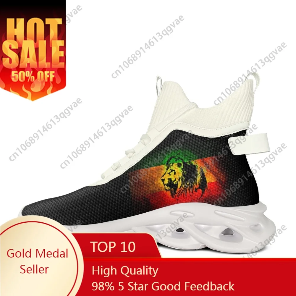 

Reggae Rastafarian Rasta Rastafari Lion Of Judah High Top Flats Sneakers Mens Womens Sports Running Mesh Footwear Custom Shoe