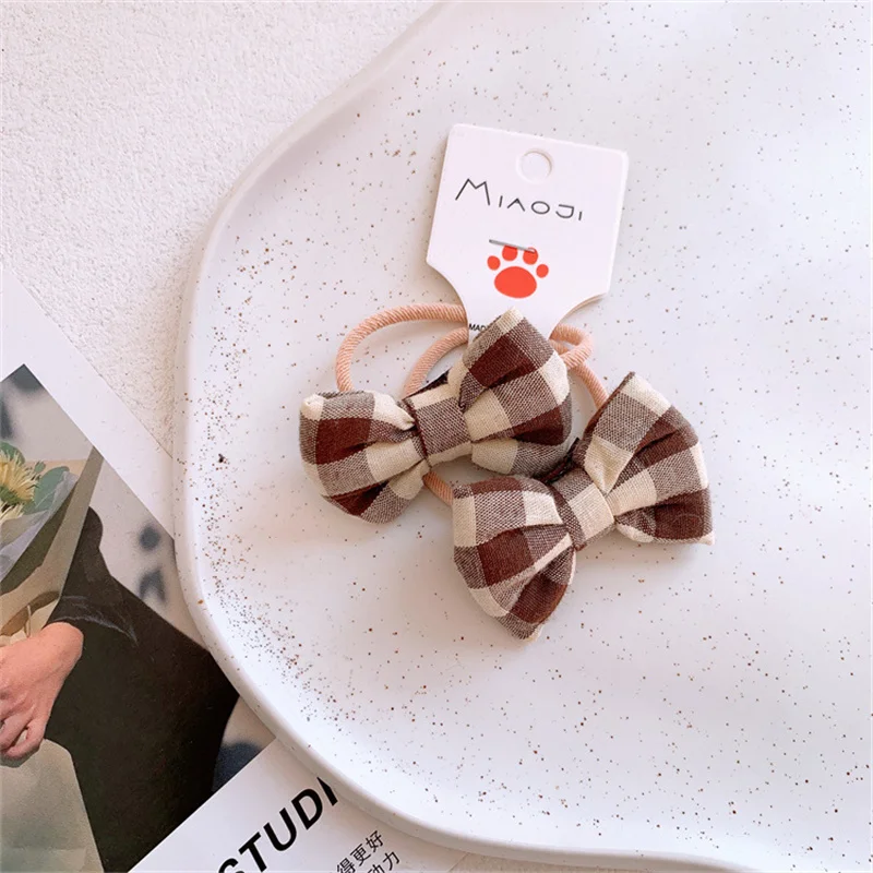 2025 Cute Dot Cloth Bow Hair Rope Ring Children Baby Girls Kids Elastic Hair Rubber Band Accessories Headdress Headwear Ornament