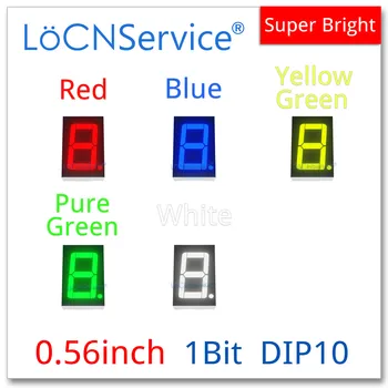 LoCNService 디지털 튜브 LED 디스플레이, 1 비트, 적색, 황색, 녹색, 청색, 백색, 공통 양극, 음극 7 세그먼트, 0.56 인치, 0.56 인치, 30 개 