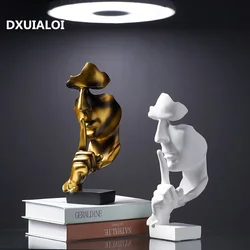 Accessories for home decoration silence is Gold statue for decoration statue of human face sculpture abstract African decoration