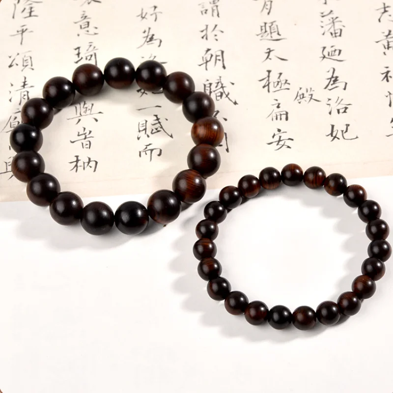 Bracciale in legno naturale Cliff Cypress Lightning Strike Materiale vecchio invecchiato Bracciale con rosario da uomo con perline di preghiera in legno autentico