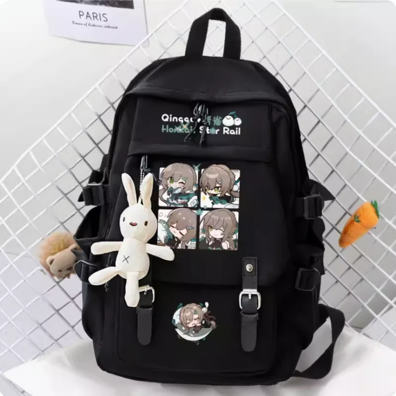 Anime Honkai: Star Rail Qingque Sac à dos de grande capacité pour filles, sac de voyage pour garçon, cartable pour adolescent