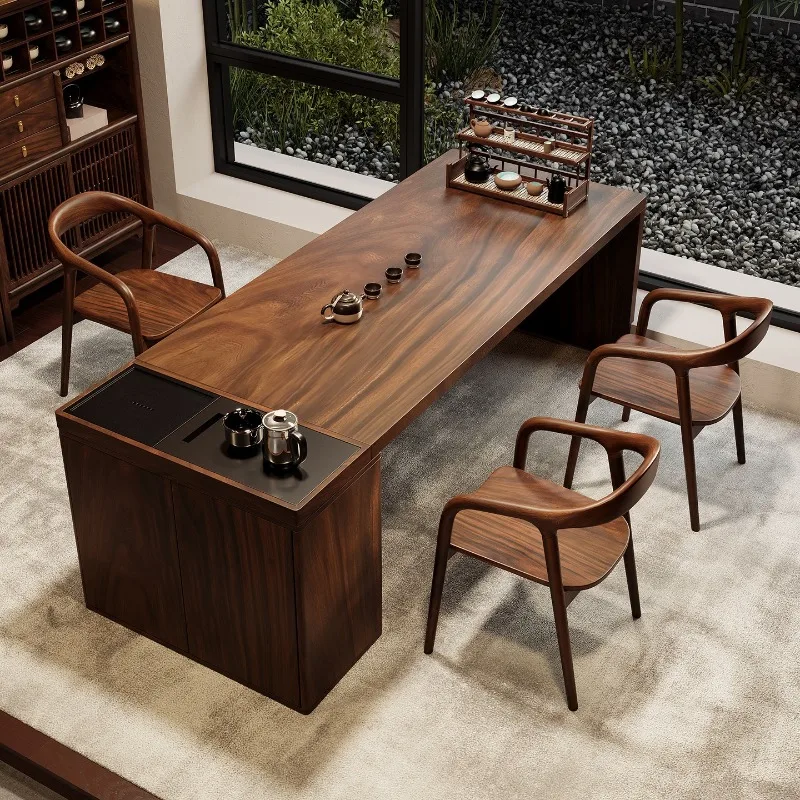 Balcony, small tea table and chairs, home living room reception tea table, kettle integrated automatic coffee table
