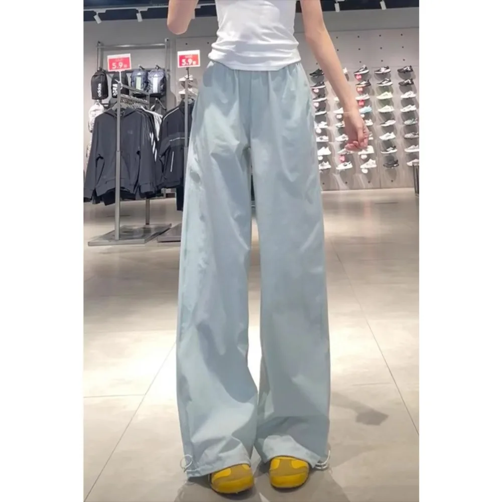 2025 Overalls Women's High-waisted Drape Floor-mopping Wide-leg Pants American Quick-drying Sweatpants Thin