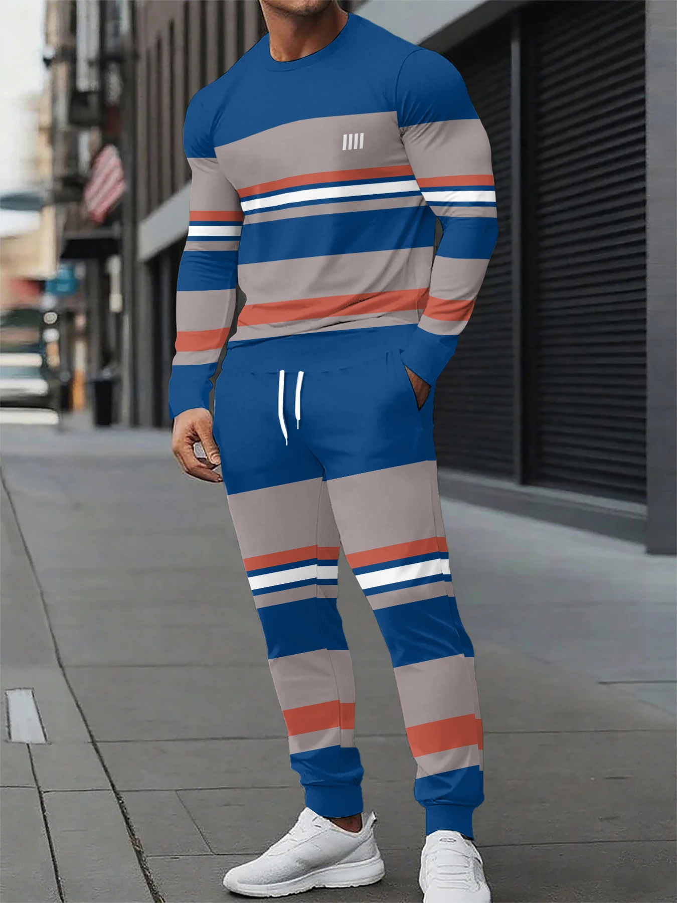 

Hot Sale Summer Men Clothing Printed Men Long Sleeve T-Shirt+Pants Two-Piece Set Men Long Sleeve T-Shirt Trousers Outfit