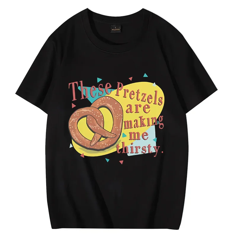 These Pretzels are Making me vintage Graphics T shirt Men Women ' s Y2K clothing Casual Short Sleeve Cotton Oversized Unisex Tee