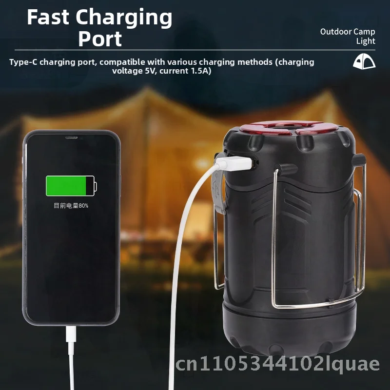 

Portable Camping Lamp with USB Charging Red Light Warning LED Outdoor Tent Lamp for Emergency Use Green/Black/Gray