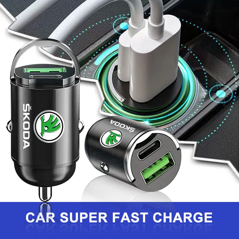 Micro Car Quick Charger Vehicle Cigarette Lighter Convert Plug For Skoda Rapid Octavia Fabia Superb Kodiaq Kamiq Karoq Scalas