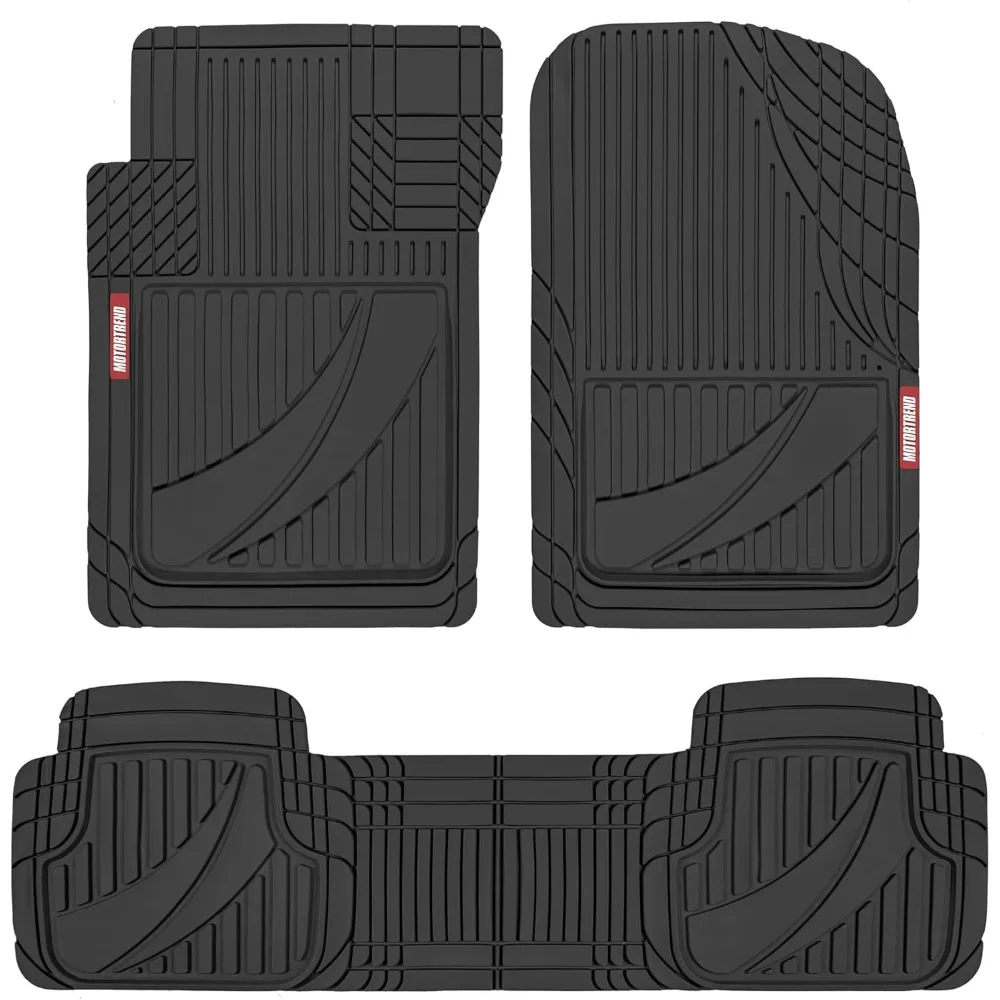 

FlexTough™ Advanced Black Rubber Car Floor Mats – Heavy Duty Trim to Fit All Weather Floor Mats for Cars Truck SUV - Automotive