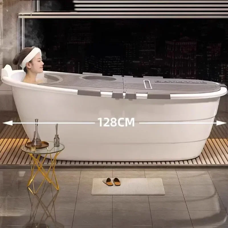 White Plastic Bathtub, Unfoldable Large Design, Strong Bucket Modern Style, Adults Bath Baignoire Pliable Adulltes Furniture