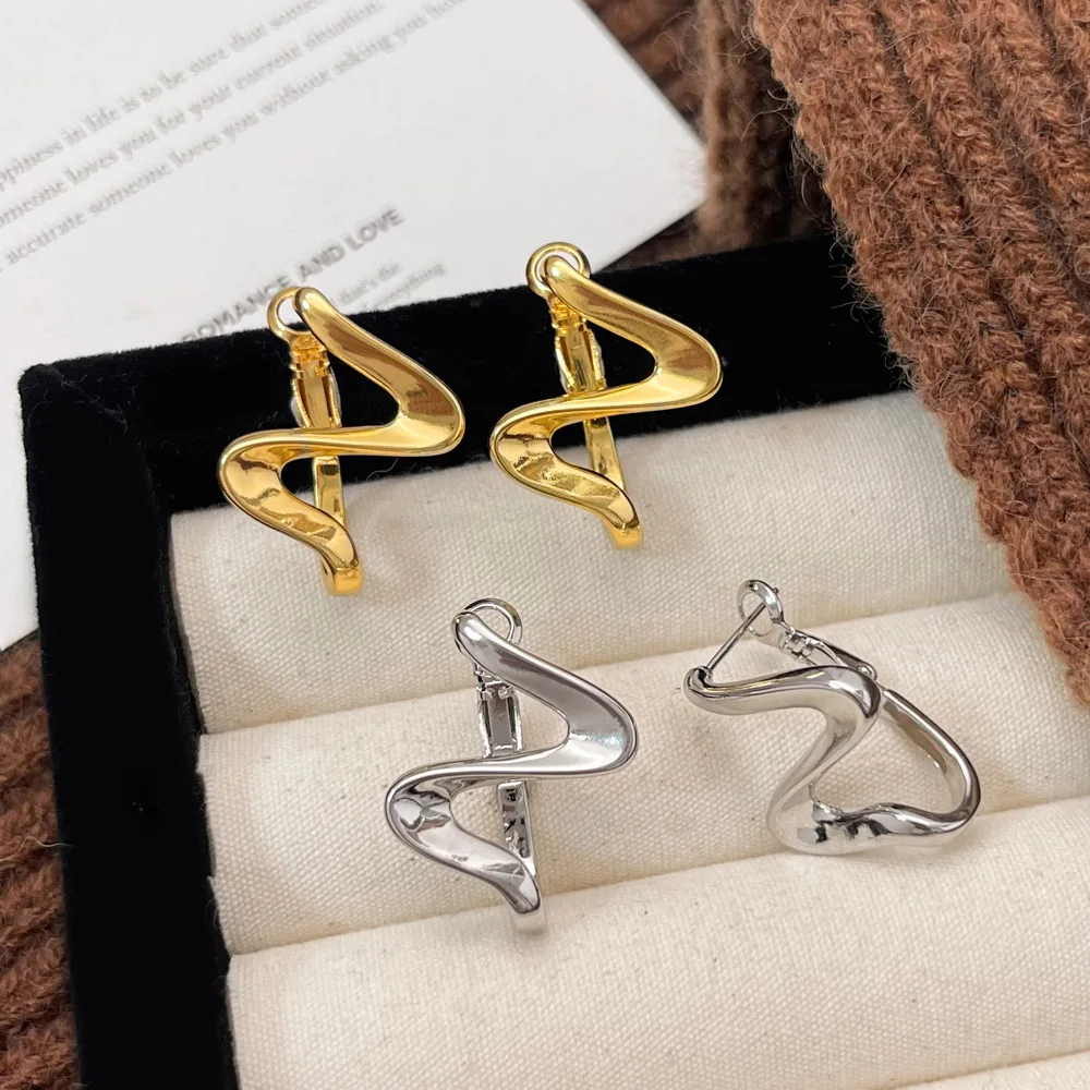 

Irregular Geometric S-Shaped Twist Drop Earrings for Women Simple 925 Silver Needle Stud Earrings Punk Jewelry Gift