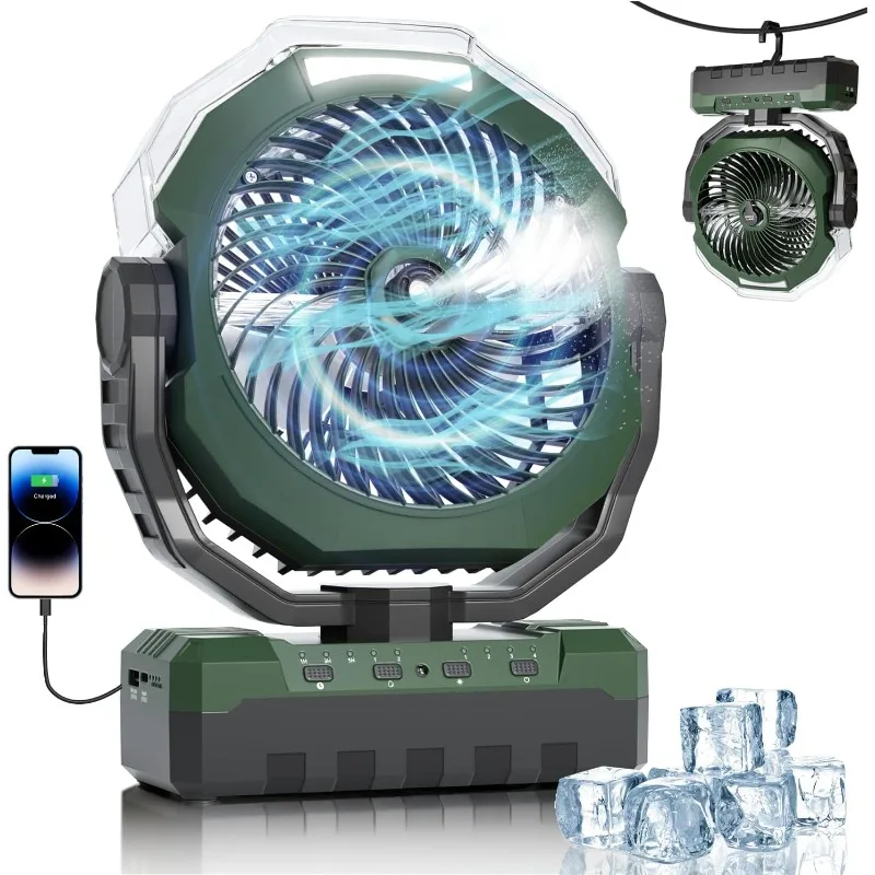 

Portable Misting Fan 460ml Large Tank,24000mAh Rechargeable Battery Powered Camping Fan with 2 Meters Spray,Light & Remote,Jobsi