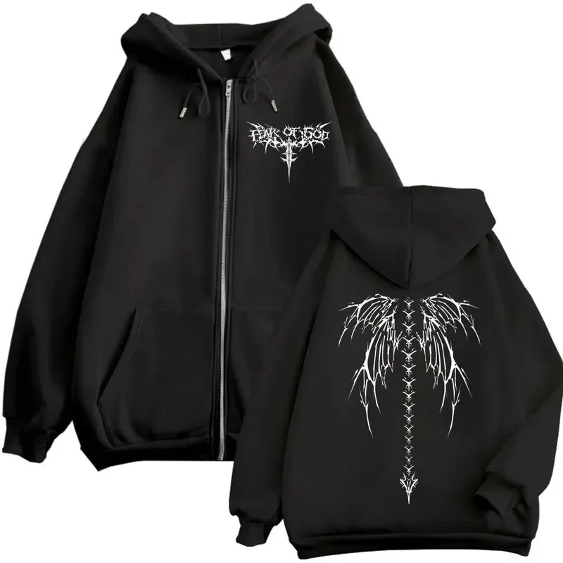Moletom Masculino Estampado de Outono/Inverno, Jaqueta Casual, Punk Harajuku, Uso Diário, Moletom com Capuz e Zíper