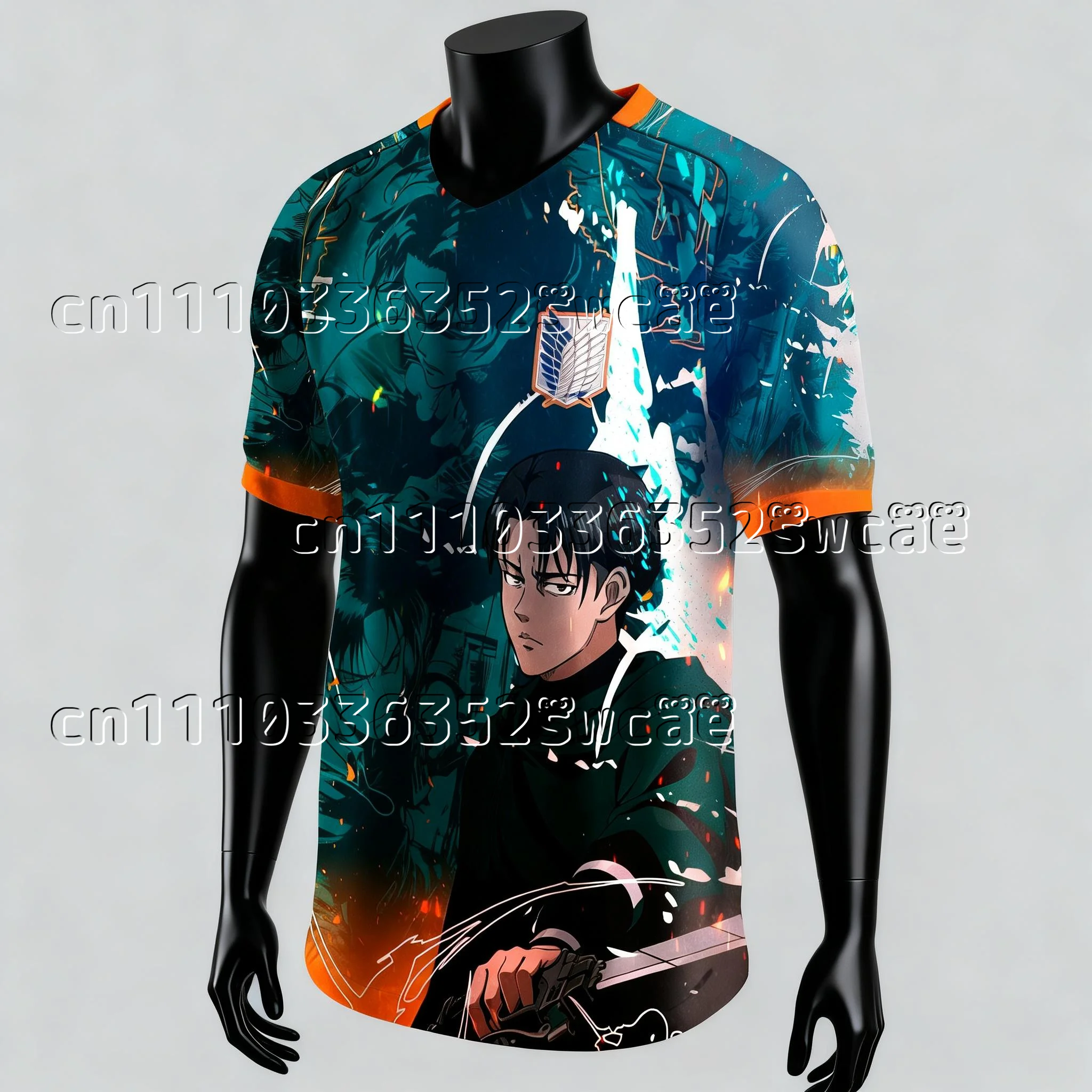 Bandai Anime Attack: Giant Protagonist Team Theme Jersey Training Clothes Summer T-shirt Suitable for Adult Family Matching