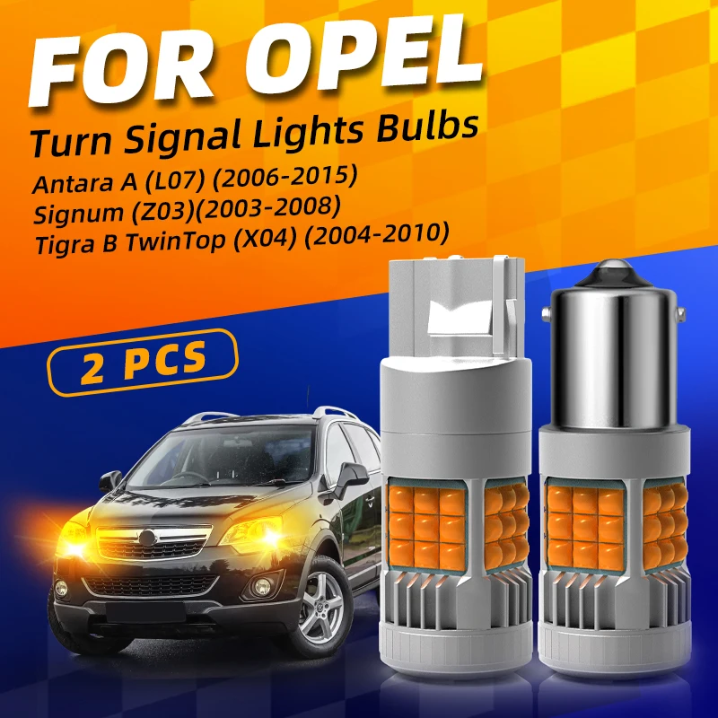 

2 × автомобильные светодиодные указатели поворота, лампы переднего/заднего указателя поворота, янтарный для Opel Antara A L07 Signum Z03 Tigra B TwinTop X04