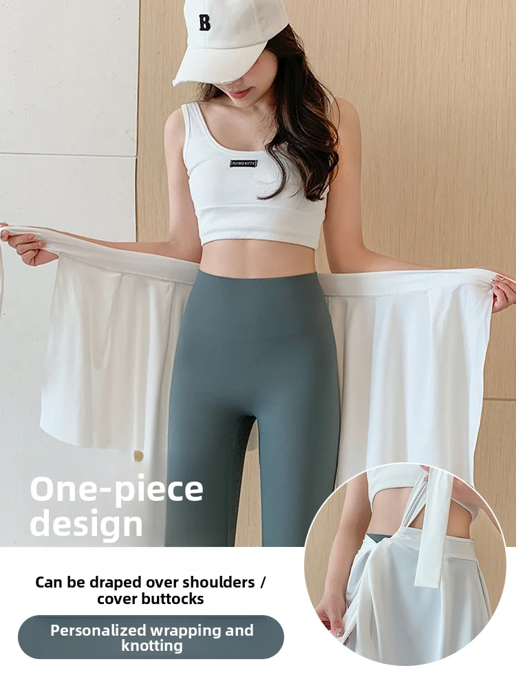 Quick Dry Yoga Butt Covering Skirt Women's Dance Fitness One-Piece Half Body Blocking Skirt Sport Butt Covering Magic Tool