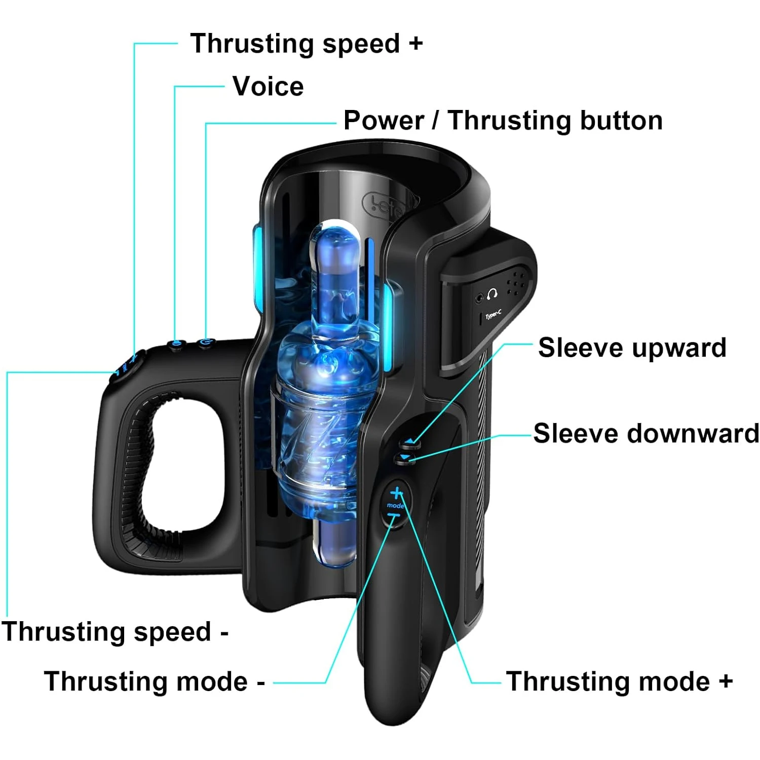 ​Leten Cannon King Pro Telescopic 12cm 700Times/Min High Speed Piston Power Masturbator Cup Vagina Men's Masturbation Products