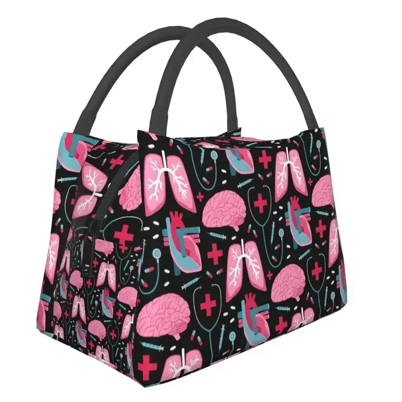 

Cartoon Nurse Print Portable Lunch Boxes for Women Waterproof Nursing Tool Supplies Thermal Cooler Food Insulated Lunch Bag