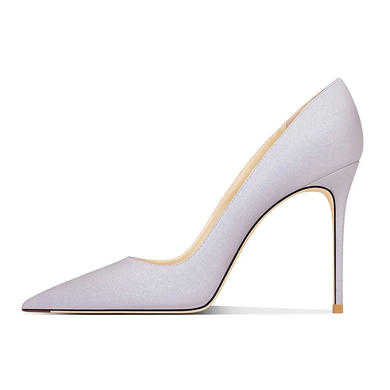 Light Purple Glitter High-Heeled Shoes for Women, 2026 New French Style, Slim Heel, Pointed Toe, Shallow Mouth Single Shoe