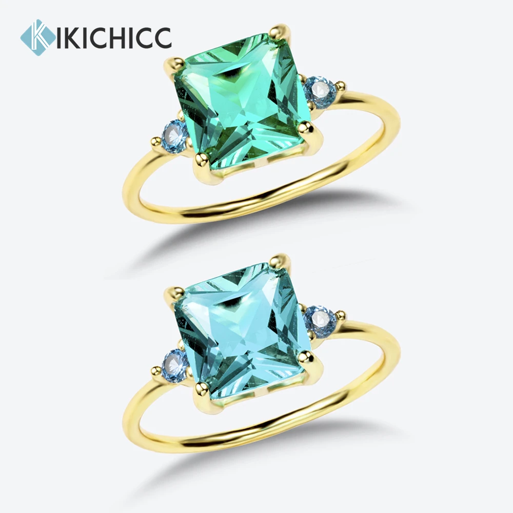 

KIKICHICC 2022 Original 925 Sterling Silver Rings For Women Luxury CZ Jewelry Green Blue Color Zircon Fine Rings Wedding Jewels