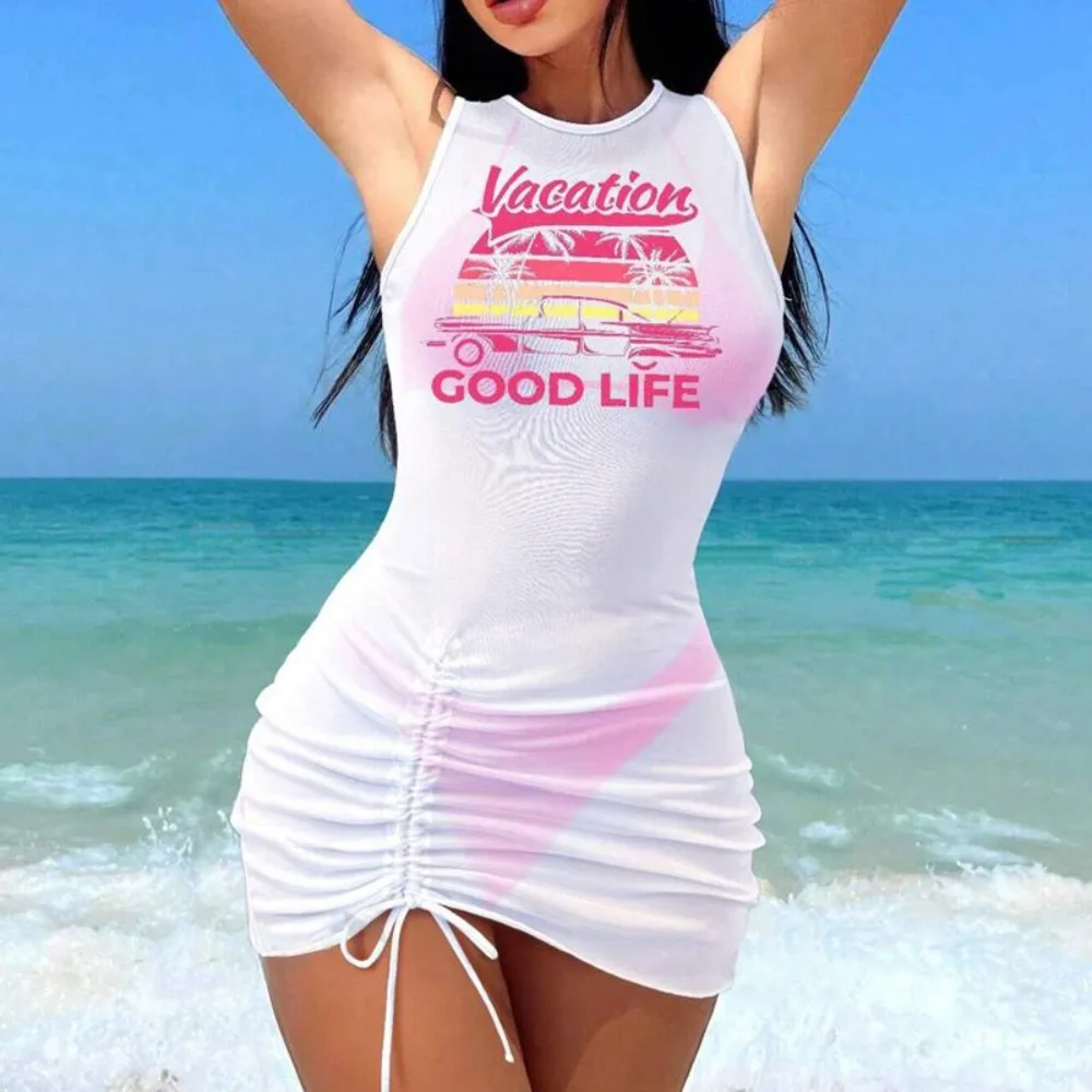 

3pcs Set Women Swimsuit Dress Sleeveless Beach Swimwear Multiple Colors Summer Beach Dress