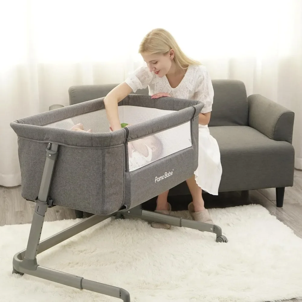 Bassinet tempat tidur bayi, pakaian tidur bayi untuk tempat tidur bayi baru lahir dengan sisi jaring bernafas tempat tidur bayi untuk menyusui