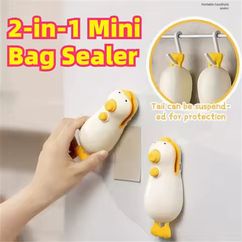 New Cute Duck Handheld Vacuum Sealer Rechargeable Magnetic Bag Sealer For Freshness Portable Easy Use Kitchen Gadget 2 in 1