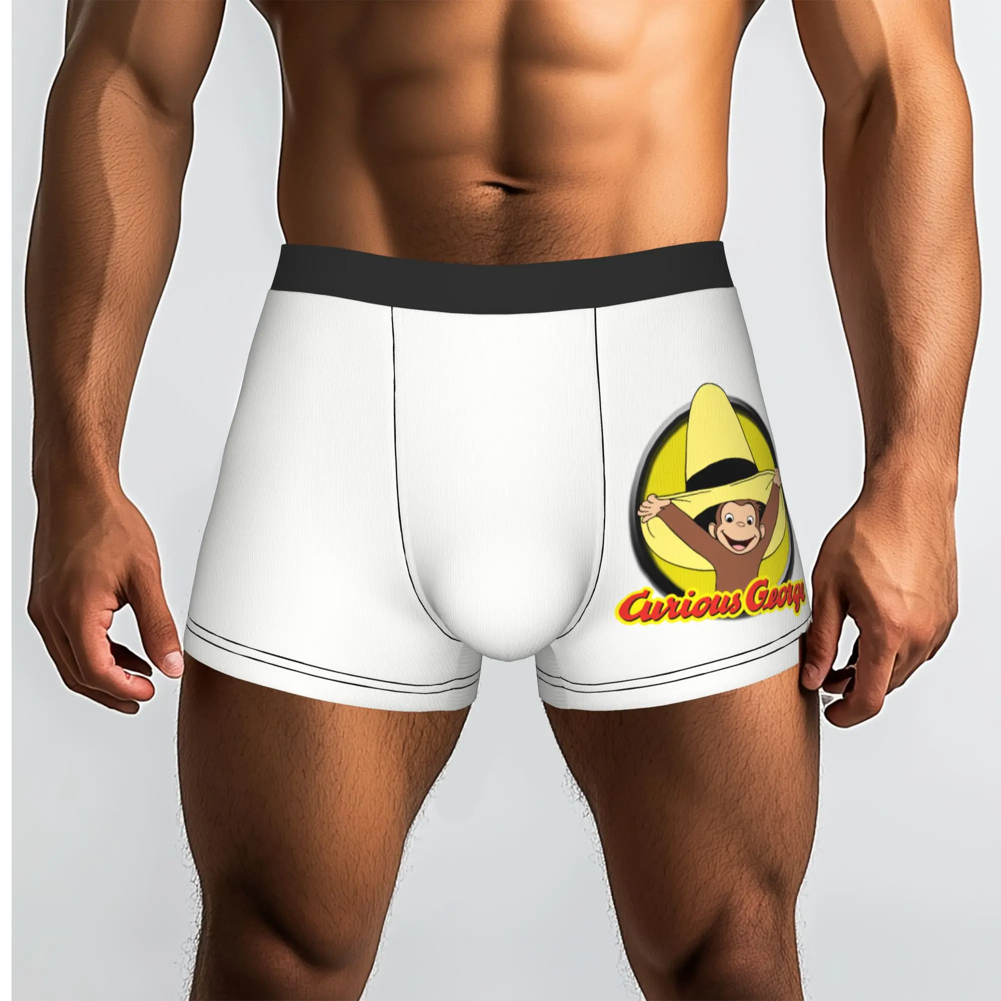 Custom Novelty Curious George Cute Funny Boxers Shorts Panties Men's Underpants Comfortable Brown Monkey Briefs Underwear
