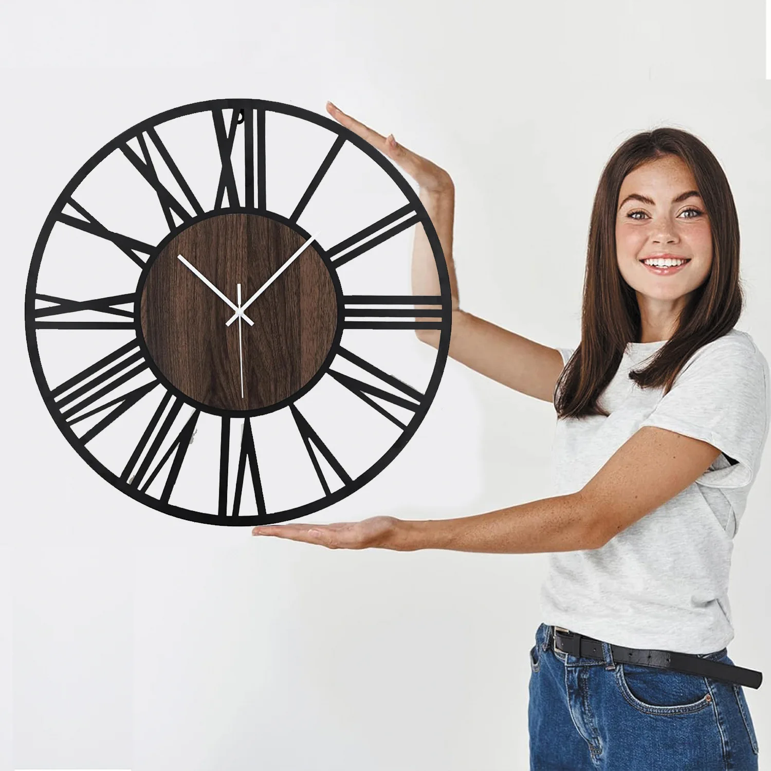 Simple Creative Silent Clock Art Quartz Wrought Iron Living Room Mute Wall Hanging Clock Watch Home Decoration Wholesale