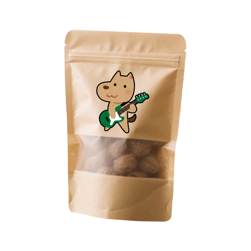 50pcs/lot Frosted Window Opening Kraft Paper Standing Zipper Bag, Resealable Nut, Tea, Candy Packaging Pouch
