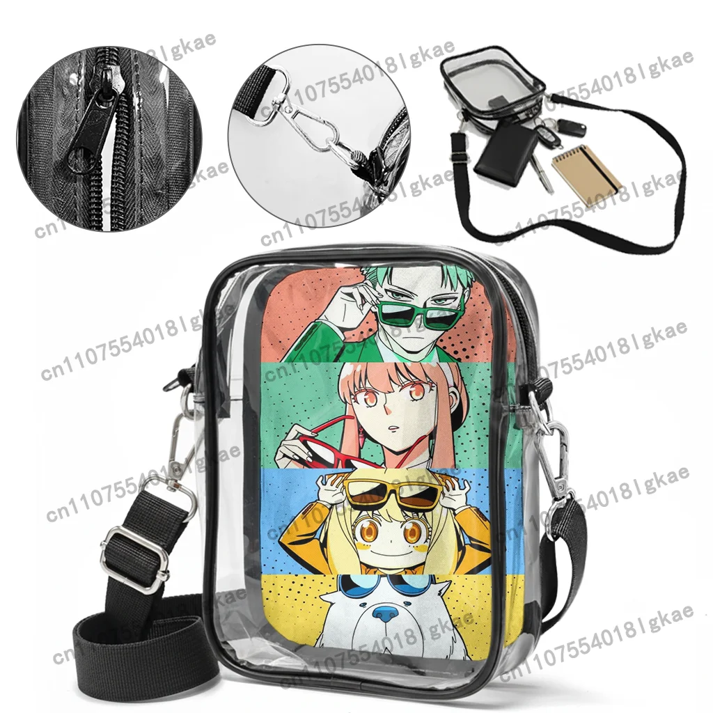 Spy Family Transparent lunch bag, crossbody bag with shoulder straps transparent lunch bag for women and men Wh