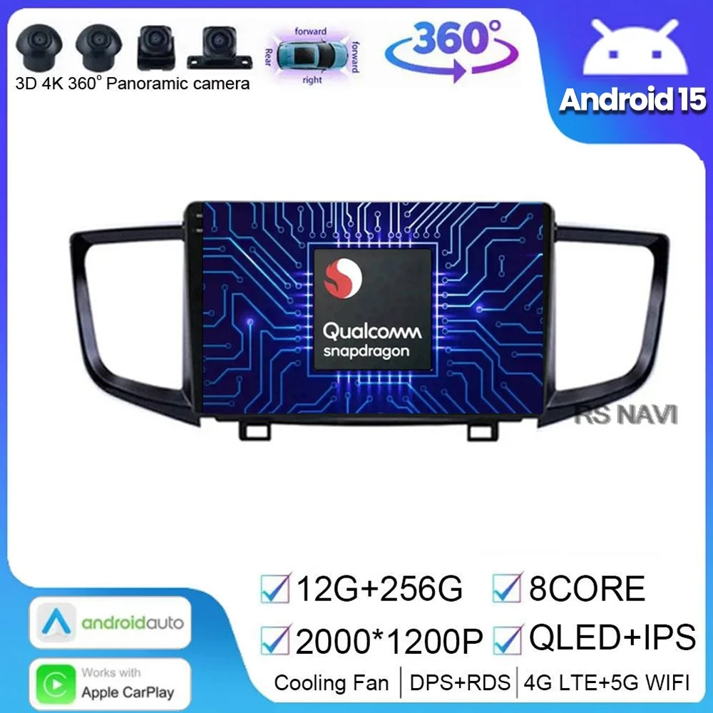 Android 15 para Honda Pilot 2016 2017 2018 2019 Radio de coche reproductor Multimedia navegación GPS Audio DSP estéreo Carplay WIFI sin Din