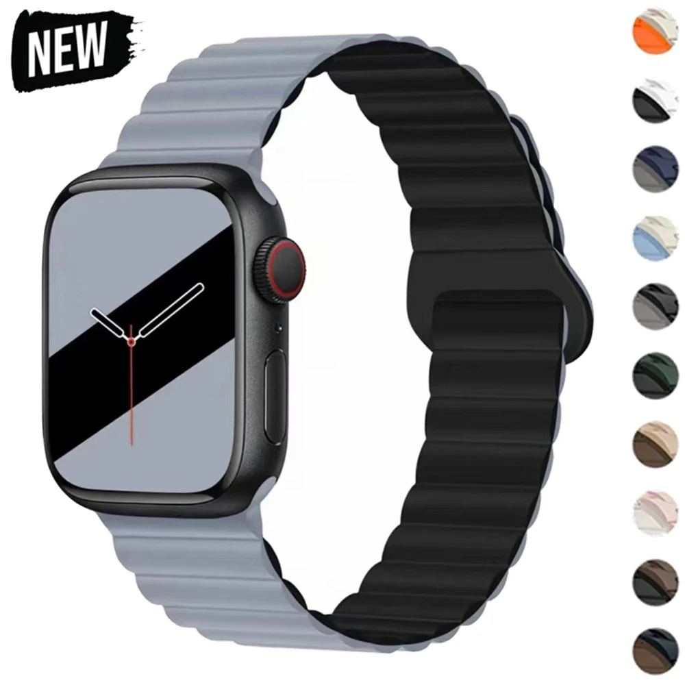 

Magnetic Sports Band for Apple Watch Ultra 2 49mm 45mm 44mm 42mm 38 40 41mm Silicone Strap for IWatch Series Ultra 2 9 8 7 6 5 4