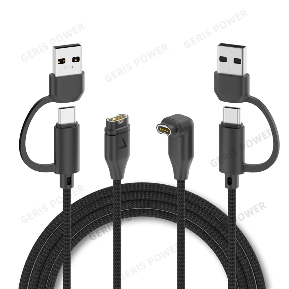 USB / Type C 2 in 1 Magnetic Charger Cable for Garmin Fenix 5 5S 5X Plus 6 6S 6X Pro 7 7S 7X forerunner 45 55 165 255 945 965