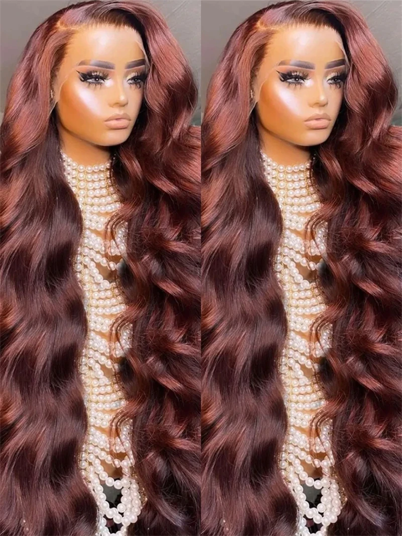 13x4 13x6 Brown Body Wave Lace Front Human Hair Wigs Brazilian 30 34 Inch HD Transparent Lace Frontal Wig For Women