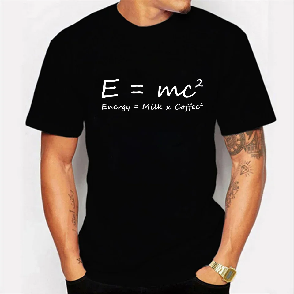 Funny Math Graphic T Shirts Mens Sport Tops Coffee Physic Energy Milk Coffee Equation Prints Men\'s T-shirt Oversize Streetswear