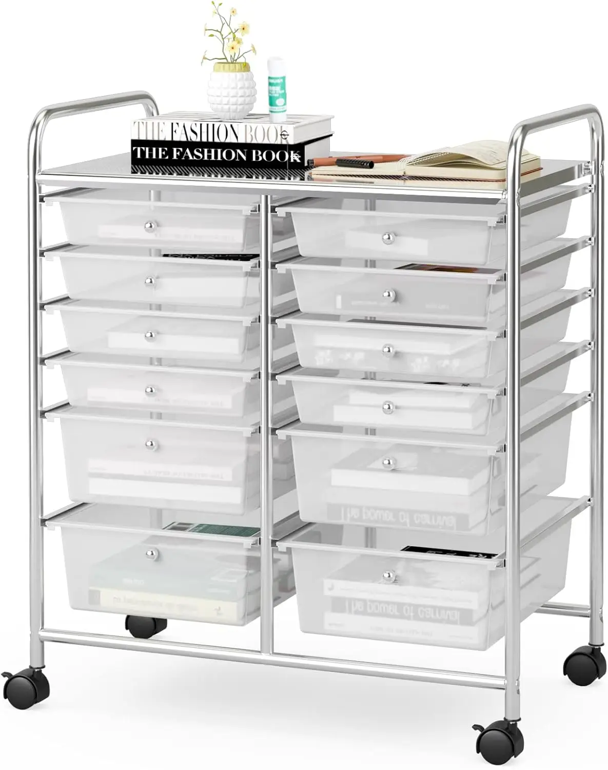 

Rolling Storage Cart with 12 Drawers, Multipurpose Utility Cart for Crafts Supplies Organizers,Mobile Cart for Home Office