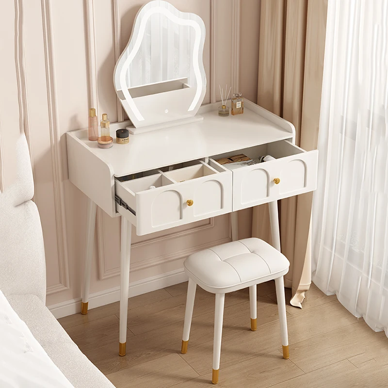 Nordic Aesthetic Dressing Table Room White Stool Essentials Dressing Table High End Penteadeiras De Maquiagem Bedroom Furniture