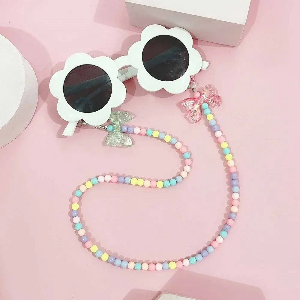 New Fashion Love Pearl Glasses Chain Anti-lost Acrylic Bowknot Hanging Rope Cute Women Jewelry Necklace Headphone Chain