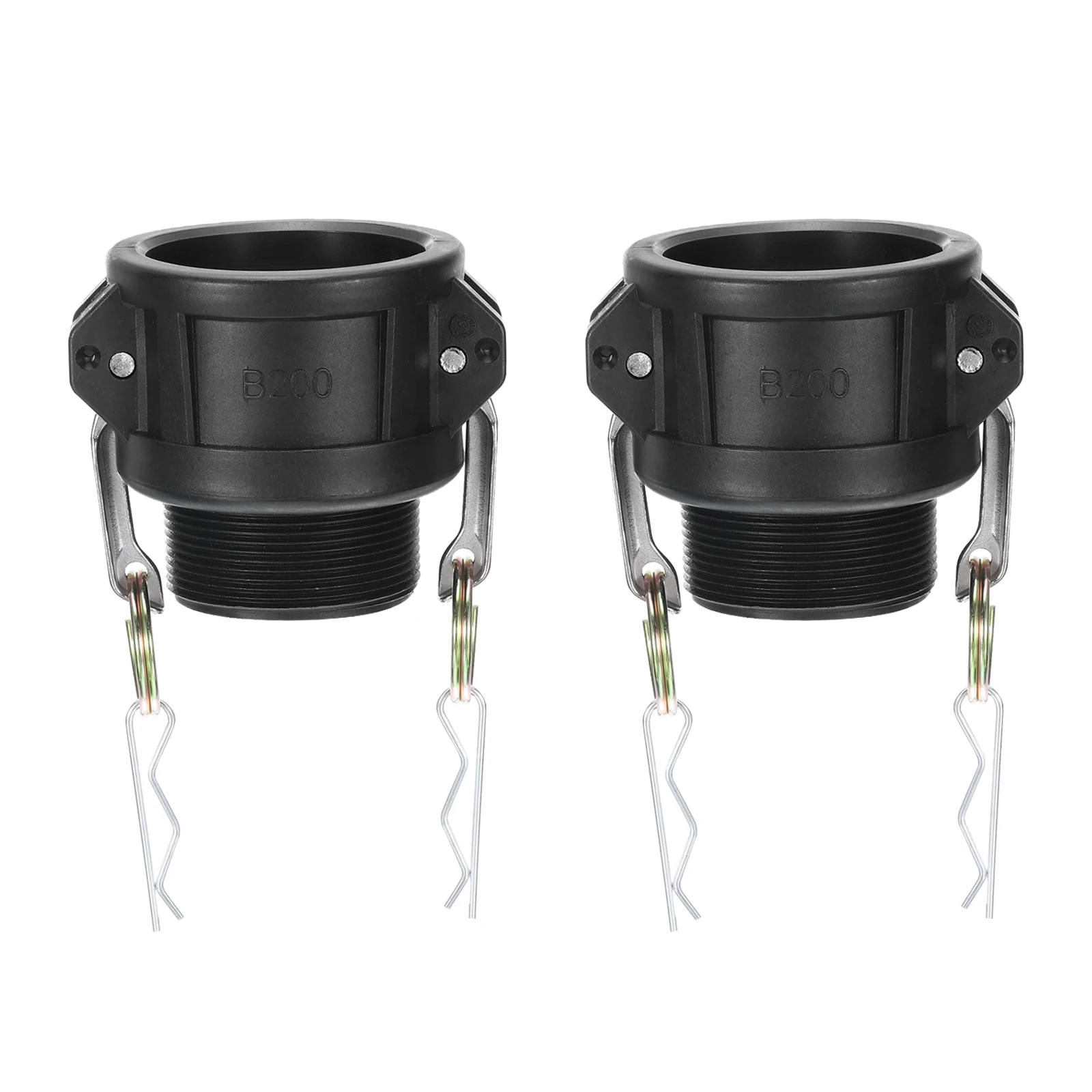 2Pcs Poly Cam Lock Fittings Adapters Part B Female Adapter x Female Thread Plastic Groove Hose Fittings Polypropylene Lock Black