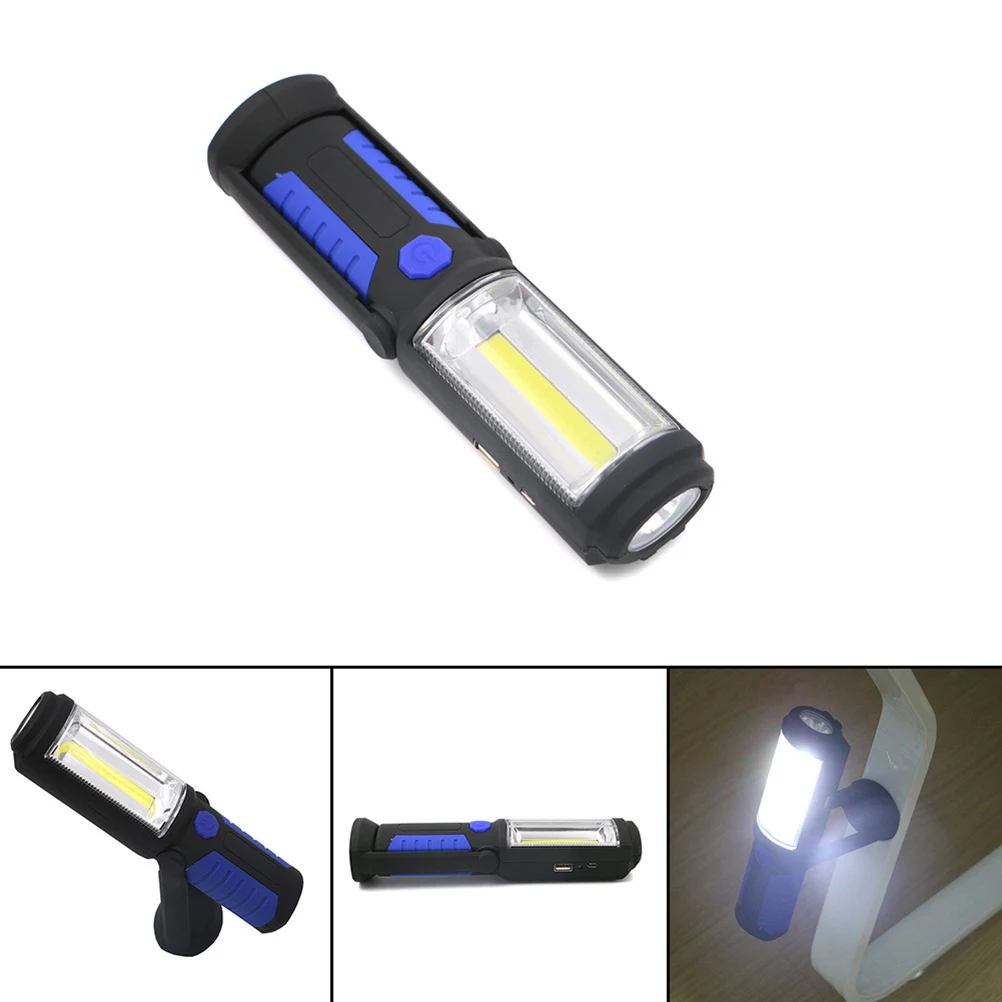 

Portable LED Flashlight Lantern Mini Fishing Torch Light USB Output Emergency Power Bank Magnetic Base Adjustable St Blue Color