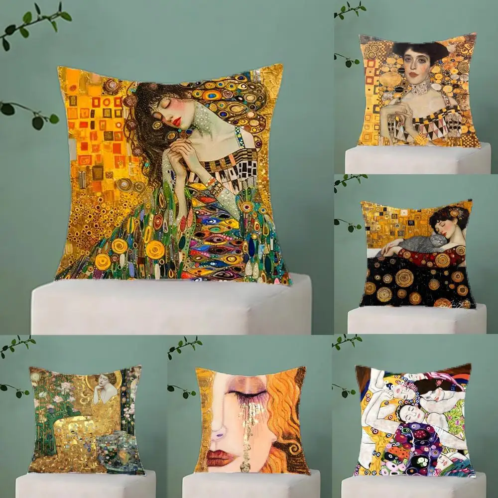 

Наволочка с рисунком Густава Климта, антиаллергенная, с невидимой молнией, из шелковистого короткого плюша, для диванных подушек