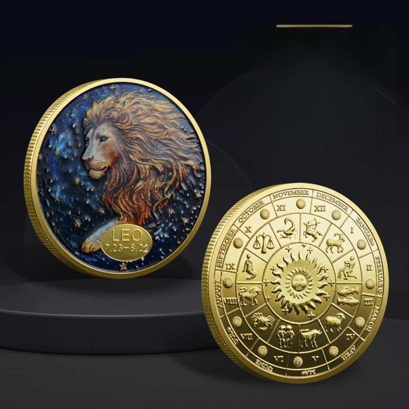 Twelve constellation commemorative coins, foreign trade metal color commemorative medals constellation collection coins