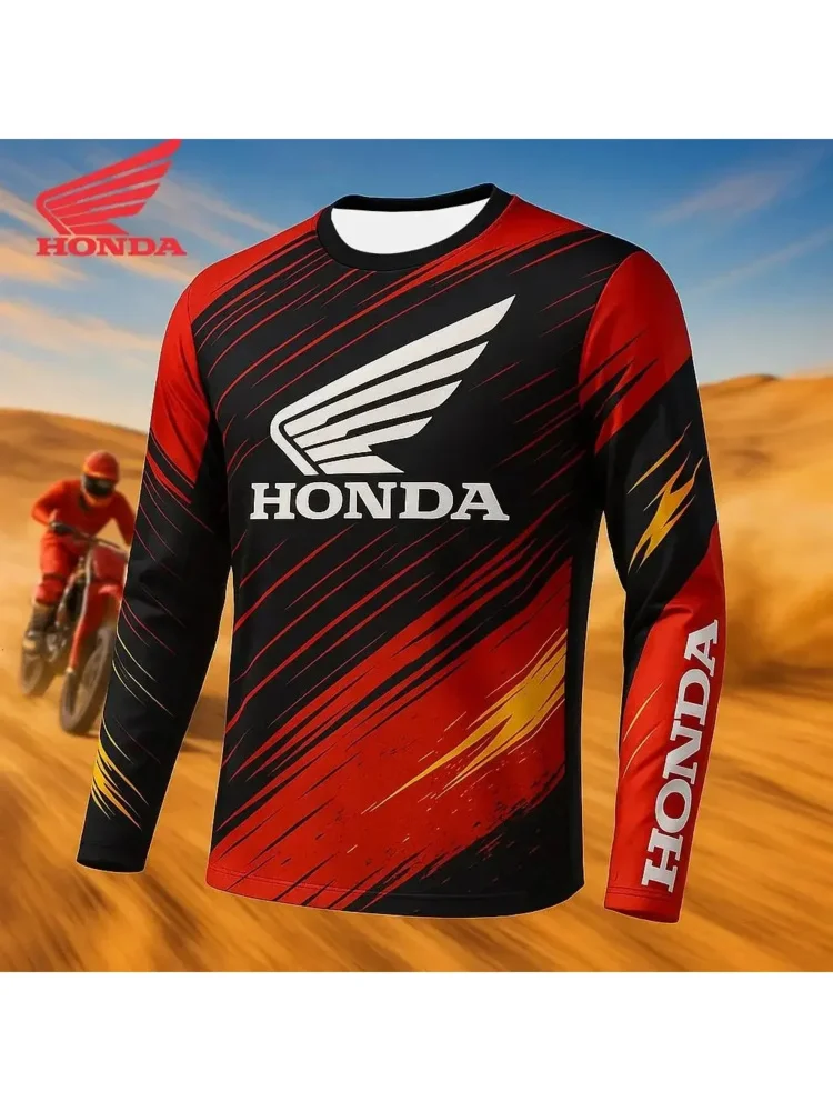 AliExpress Honda 2026 Dirt Bike Jersey Breathable Long Sleeve Motorcycle T-Shirt Comfortable Mountain Racing And Outdoor Riding Gear