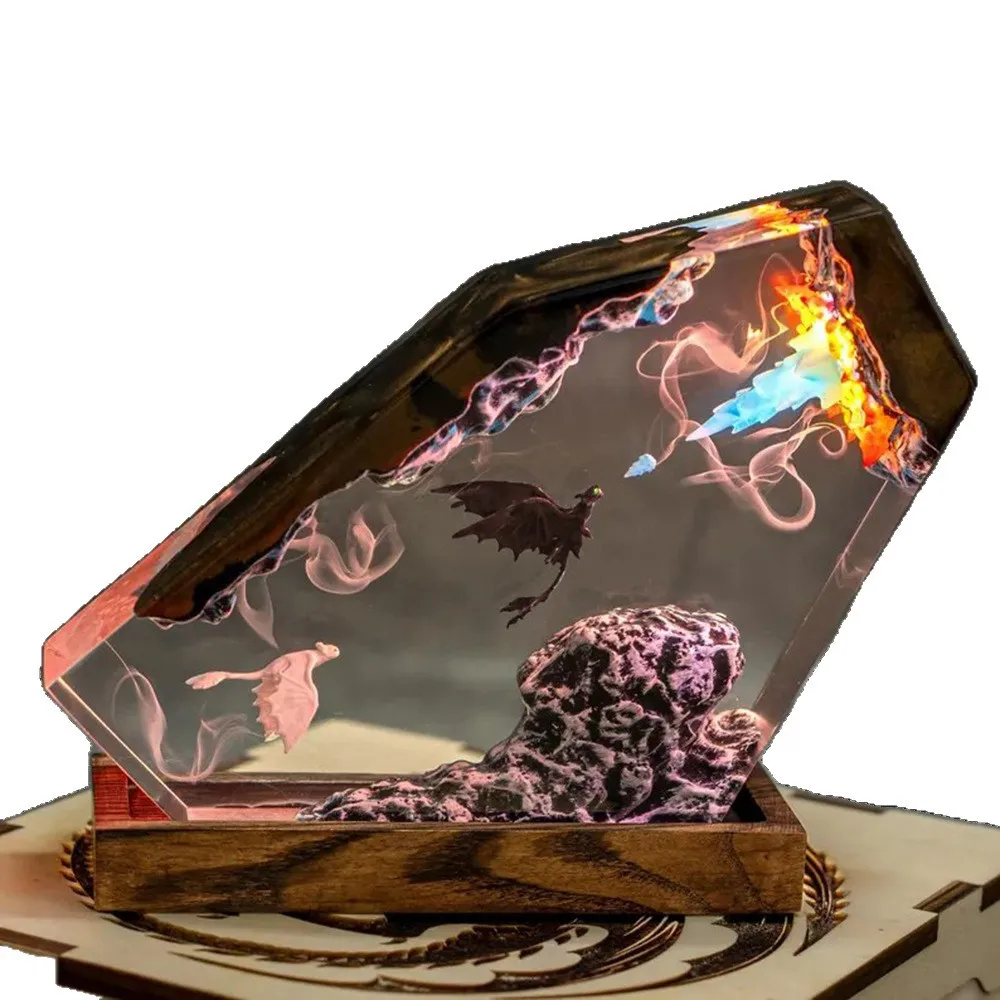 Black and White Dragon Resin Light Toothless & Light Fury Night Fury White Fury Epoxy Resin Ornament