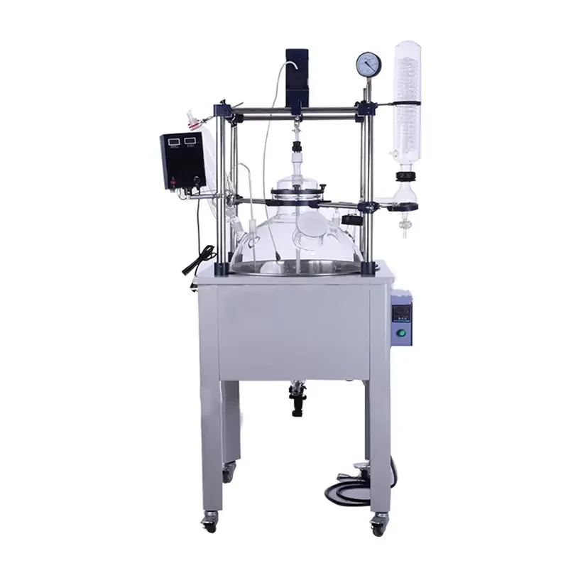 i 200L Single Layer Glass Reactor for Chemical Lab Oil/Water Bath or Heating Mantle Bioreactor with Pressure Vessel Pump