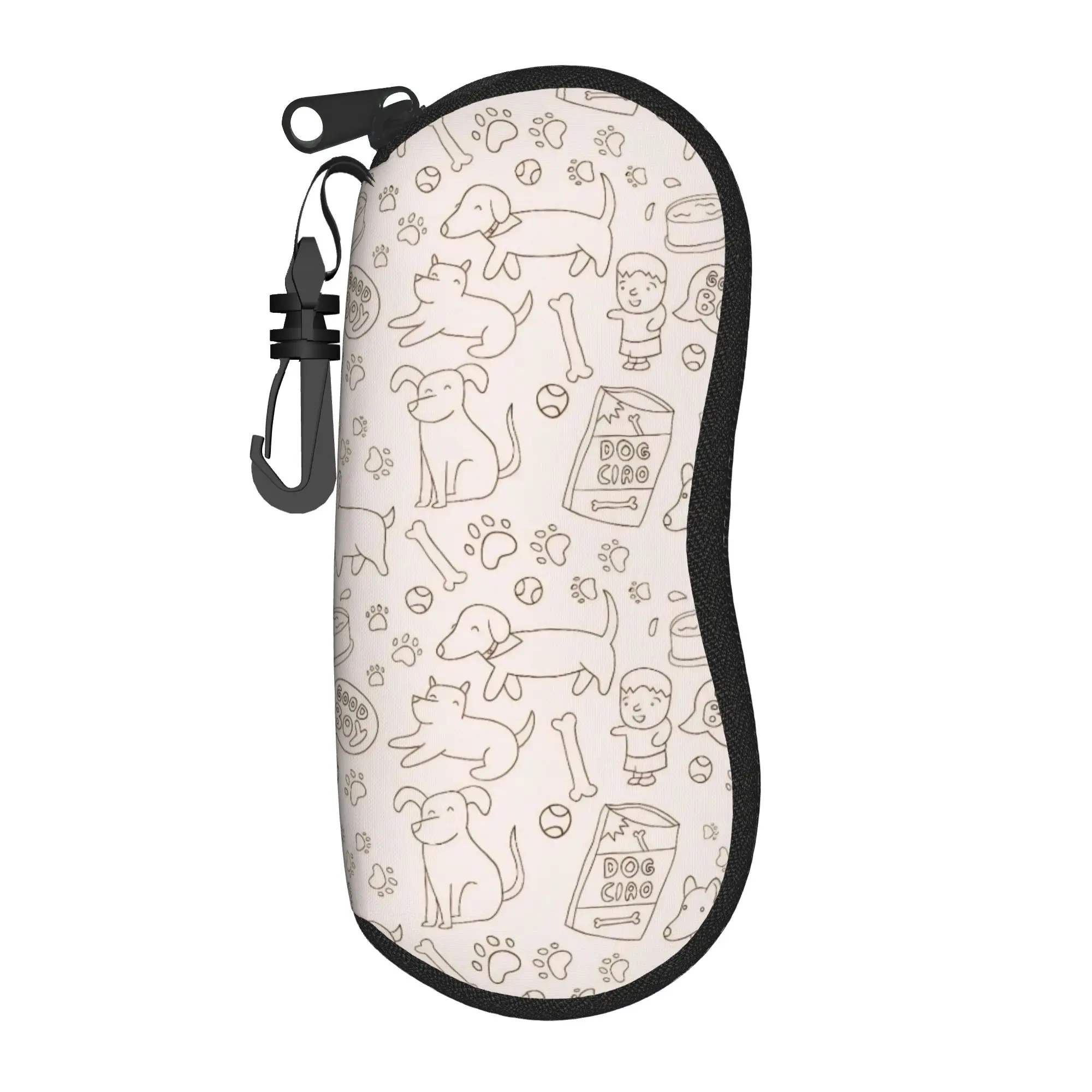 Retro Vintage Art Cute Dogs Glasses Case Male Female  Sunglasses Case Soft Portable Eyewear Bag Daily Glasses Box