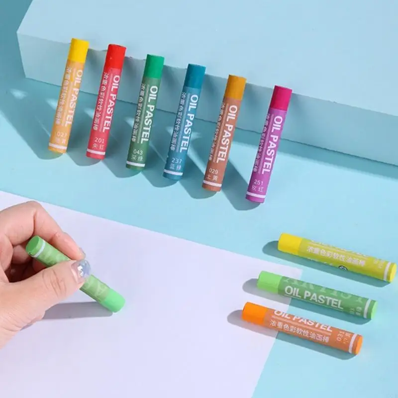 Premium White Oil Pastel Set 12 Sticks Soft Texture Safe Washable Art Supplies For All Ages