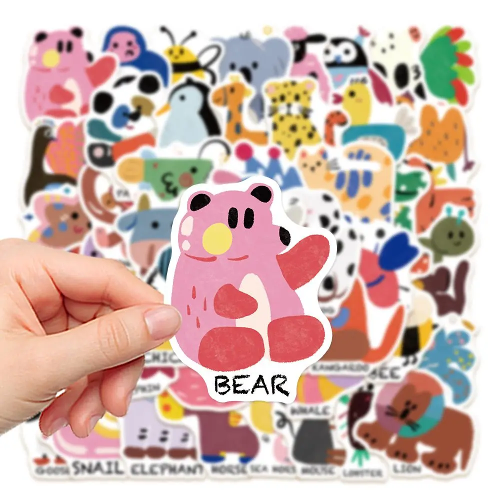 100 Cartoons Colorful Animals English Stickers Children's Puzzle Decorative Stickers DIY Mobile Phone Case Desktop